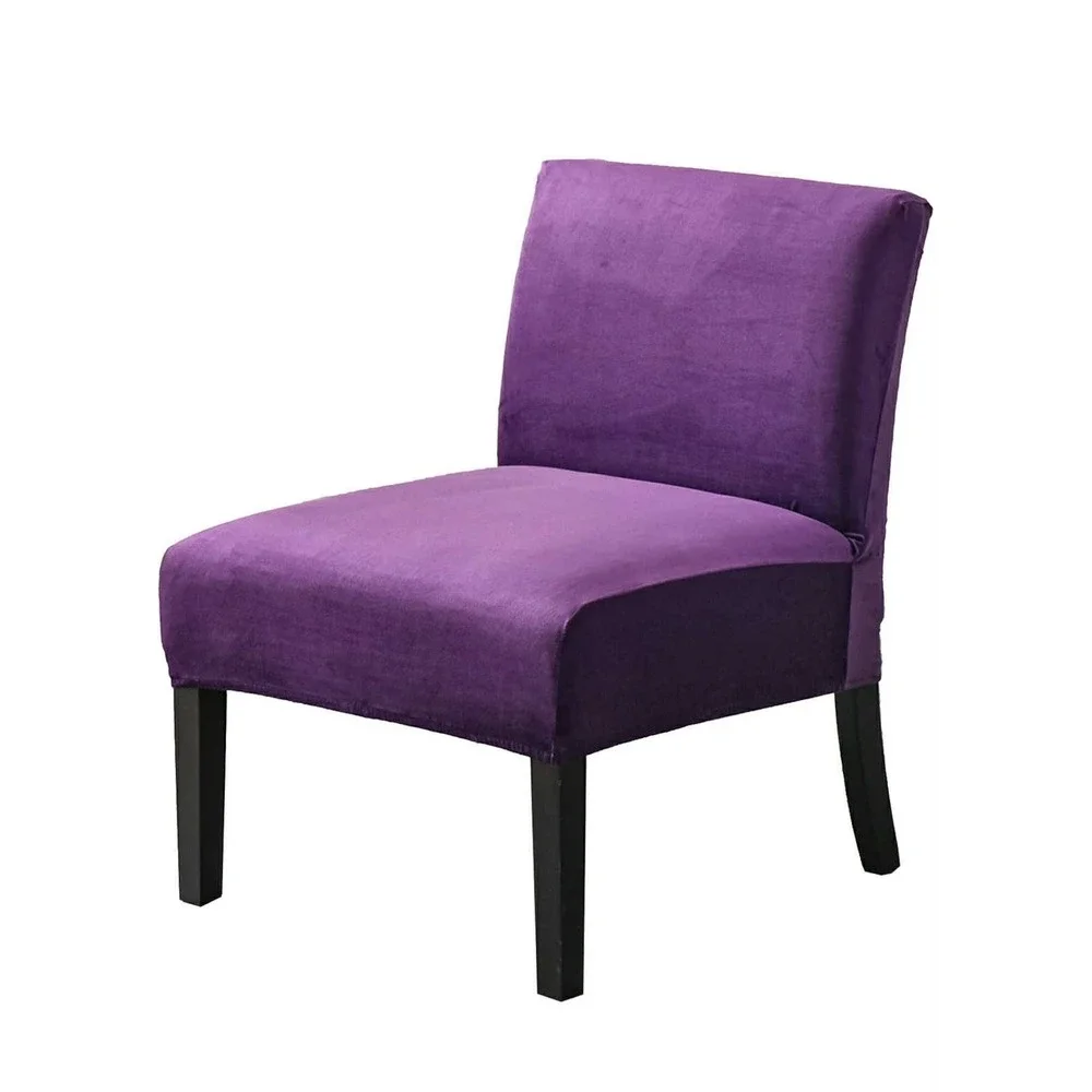 Purple Velvet Accent Chair Modern Armless Upholstered Seat Cover